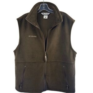 Columbia Men’s Large Brown Fleece Vest Full Zip  Front Pockets Outdoors